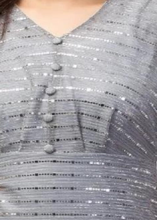Dark Grey Embellished Work Net Dress From Swadeshi Zone - Image 2