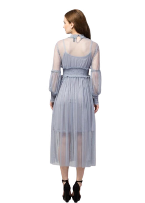 Grey Lace Net Dress With Lining From Swadeshi Zone - Image 2