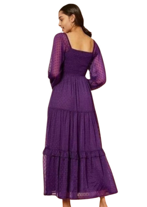 Purple Chiffon Butta Frill Dress From Swadeshi Zone - Image 2