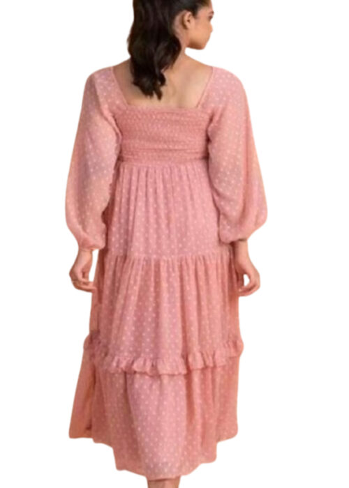 Peach Chiffon Butta Frill Dress From Swadeshi Zone - Image 2
