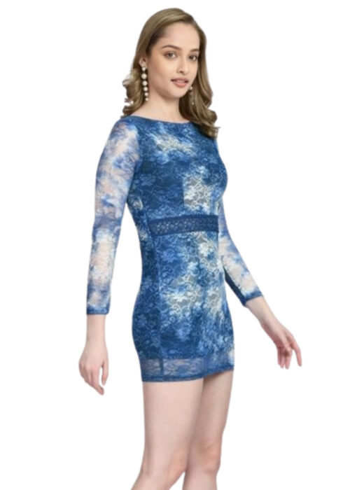 Lace Fabric Bodycone Dress Blue From Swadeshi Zone
