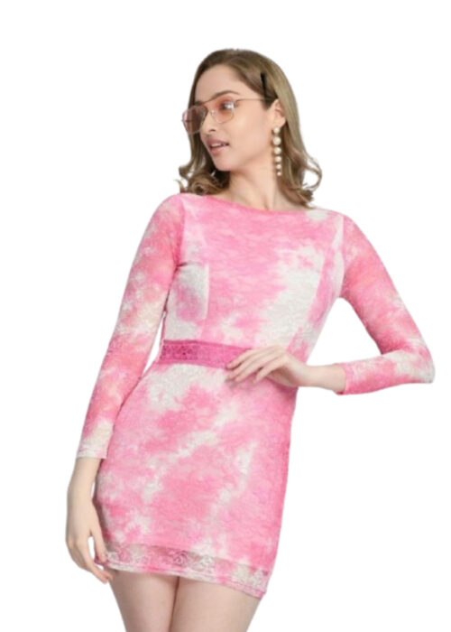 Pink Lace Fabric Bodycone Dress From Swadeshi Zone