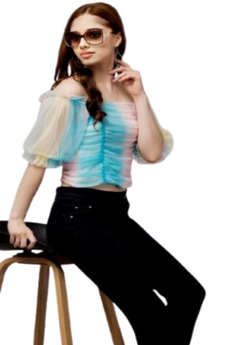 Multicolor Net Fabric Top From Swadeshi Zone - Image 2