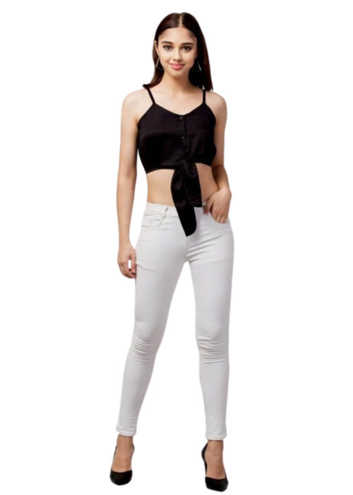 Imported Black Color Fabric Crop Top From Swadeshi Zone - Image 2