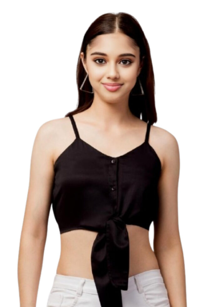 Imported Black Color Fabric Crop Top From Swadeshi Zone