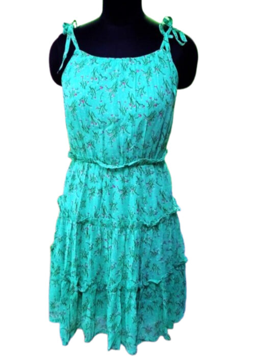 Green Chiffon Dress With Lining From Swadeshi Zone