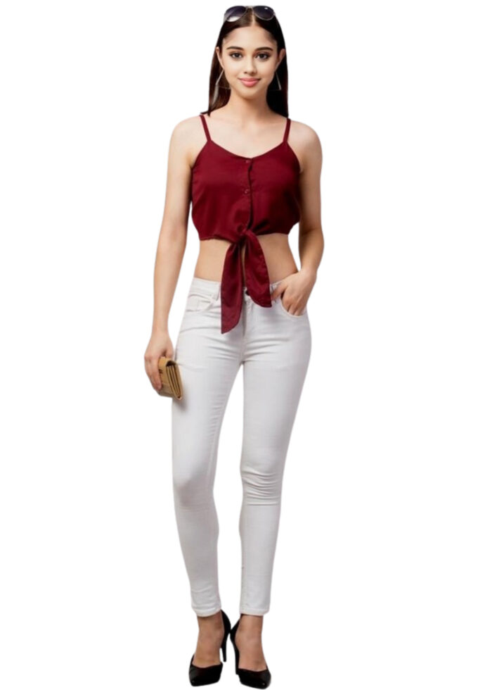 Imported Wine Color Fabric Crop Top
