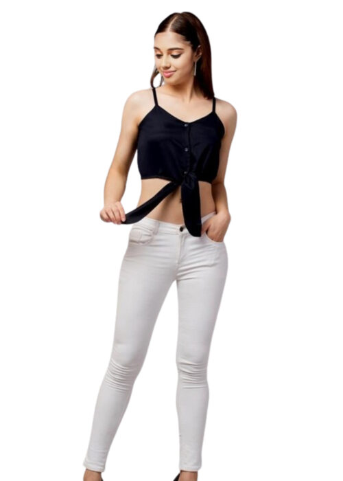 Navy Blue Color Imported Fabric Crop Top From Swadeshi Zone - Image 2