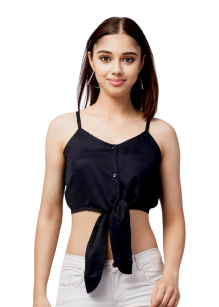 Navy Blue Color Imported Fabric Crop Top From Swadeshi Zone
