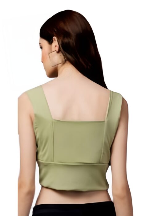 Olive Green Lycra Blend Imported Fabric Top from Swadeshi Couture - Image 3