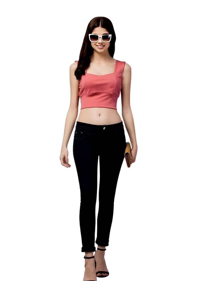 Peach Lycra Blend Imported Fabric Top From Swadeshi Couture