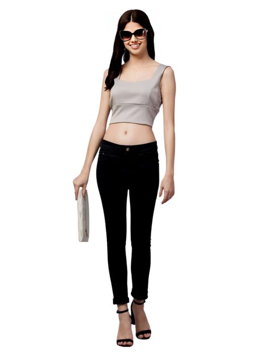 Grey Lycra Blend Imported Fabric Top From Swadeshi Couture