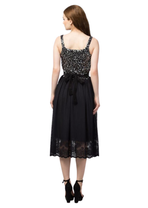 Silver Fit and Flare Sequins Dress from Swadeshi Couture - Image 2