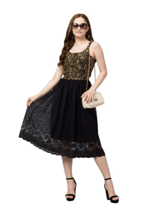Golden Flare Sequins Dress from Swadeshi Couture