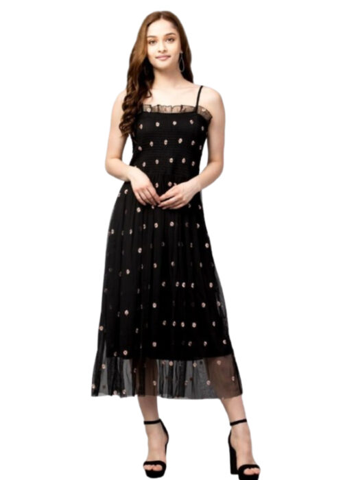 Black Fit Net Dress from Swadeshi Couture