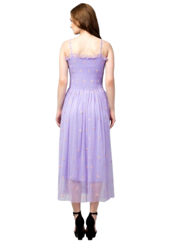 Purple Flare Net Dress