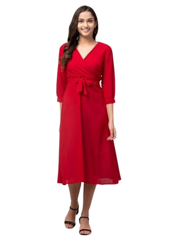 Red Georgette Women Dress From Swadeshi Zone