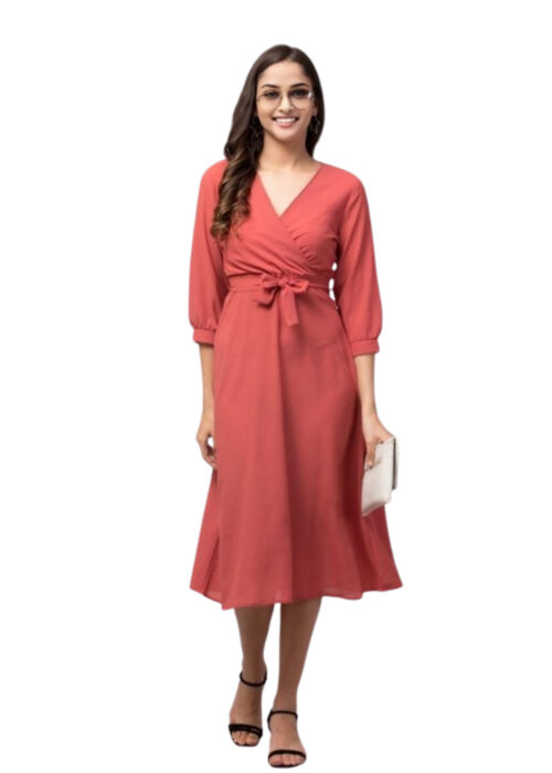 Peach Georgette Women Dress From Swadeshi Zone