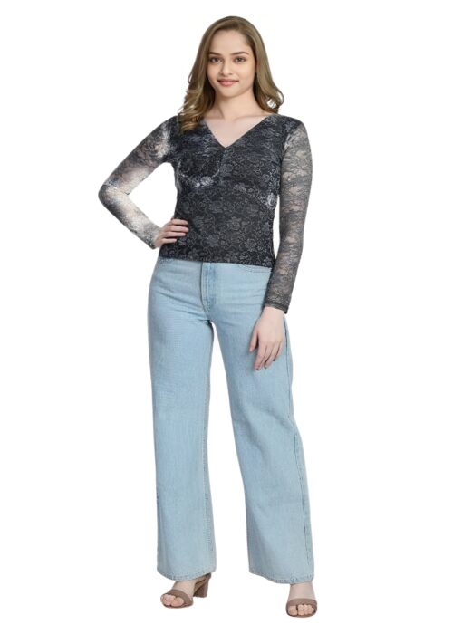 Black Lace Fabric Girls Top From Swadeshi Couture