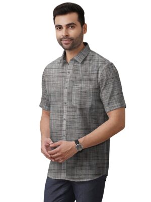 Khadi Cotton Half Sleeve Shirt- H5